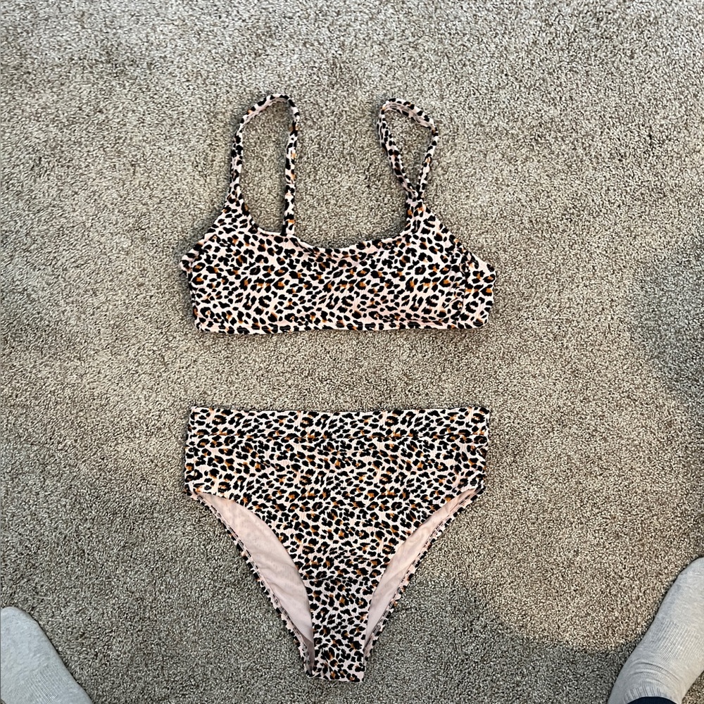 Cheetah Print Two Piece Xhilaration Swimsuit Ribbed